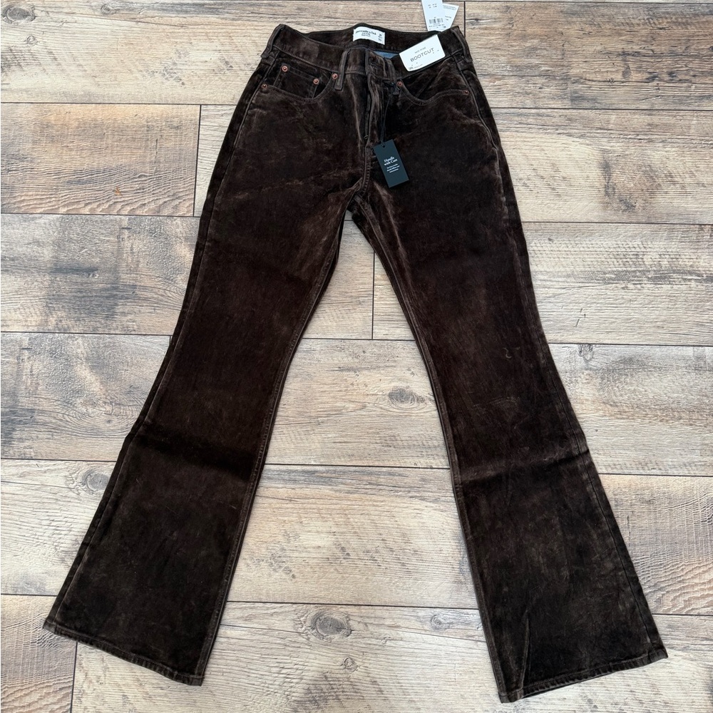 Abercrombie & Fitch Brown Velvet Bootcut Jeans